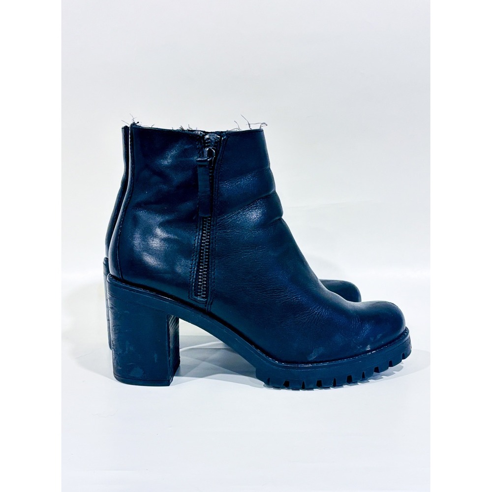 STEVE MADDEN Black leather ankle boots | Block heel | Size 7.5